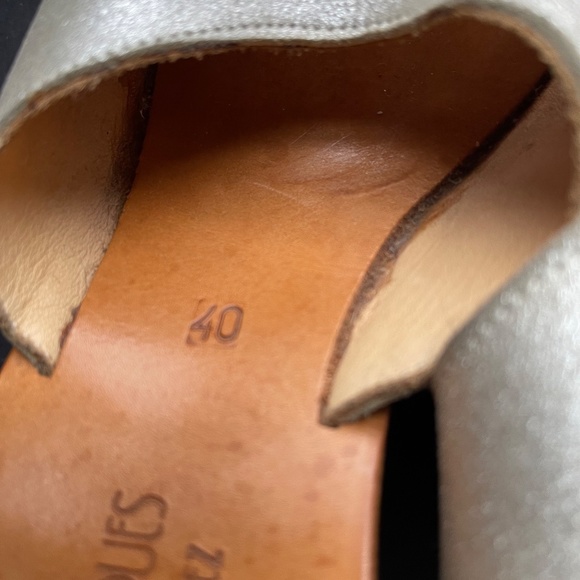 K Jacques St Tropez Silver Leather Cork Platform Slides - Picture 6 of 9